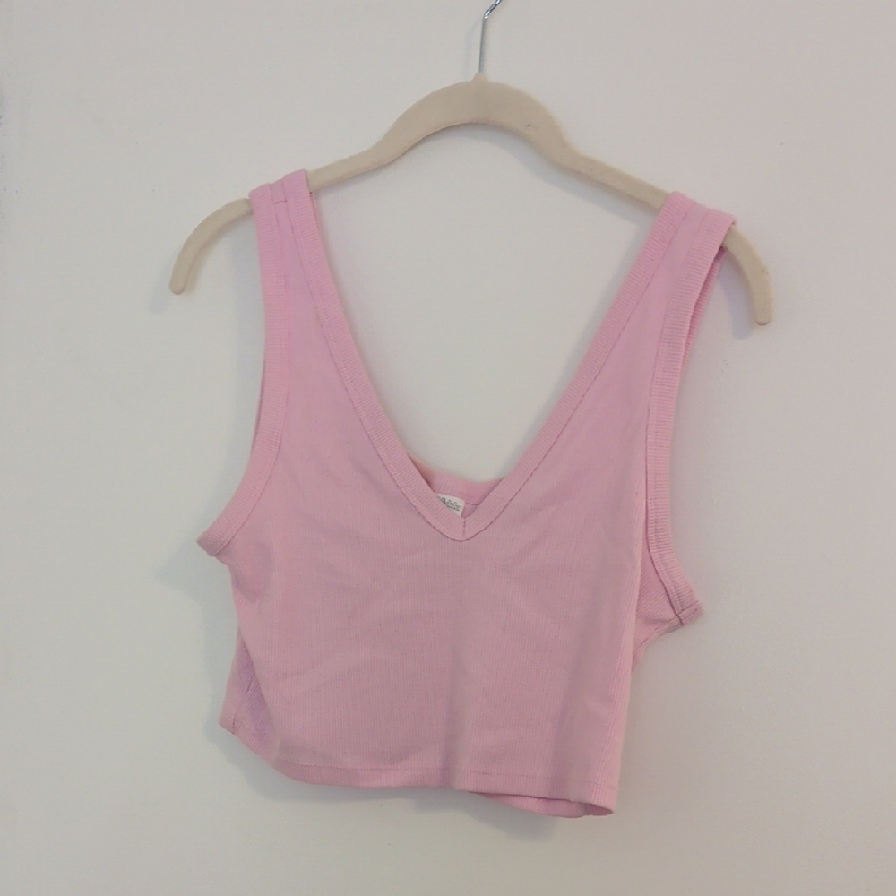 Wild Fable Light Pink V-Neck Crop Top